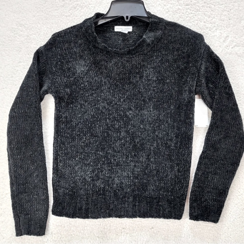 Harper Canyon Kids' Pullover Sweater Large Black Heather Mock Neck Long Sleeve